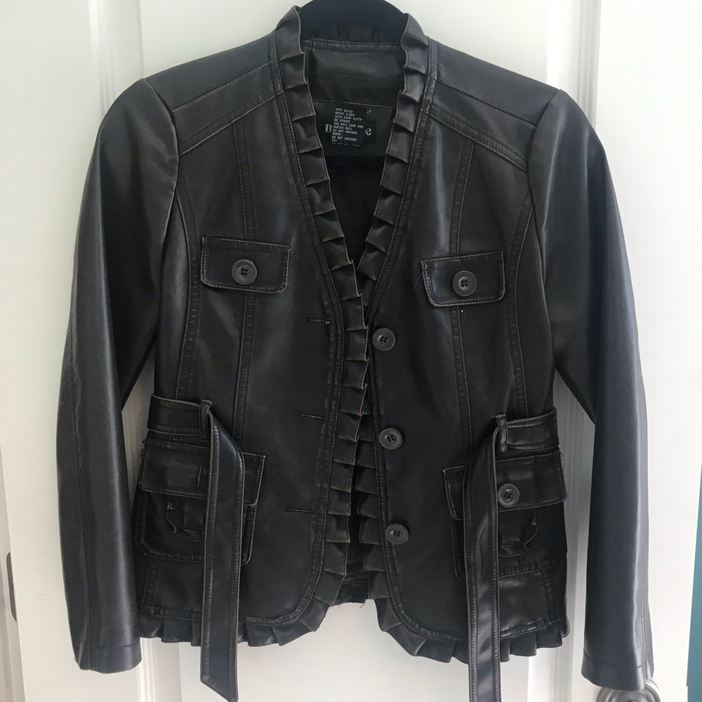 Dark Brown Faux Leather Jacket
